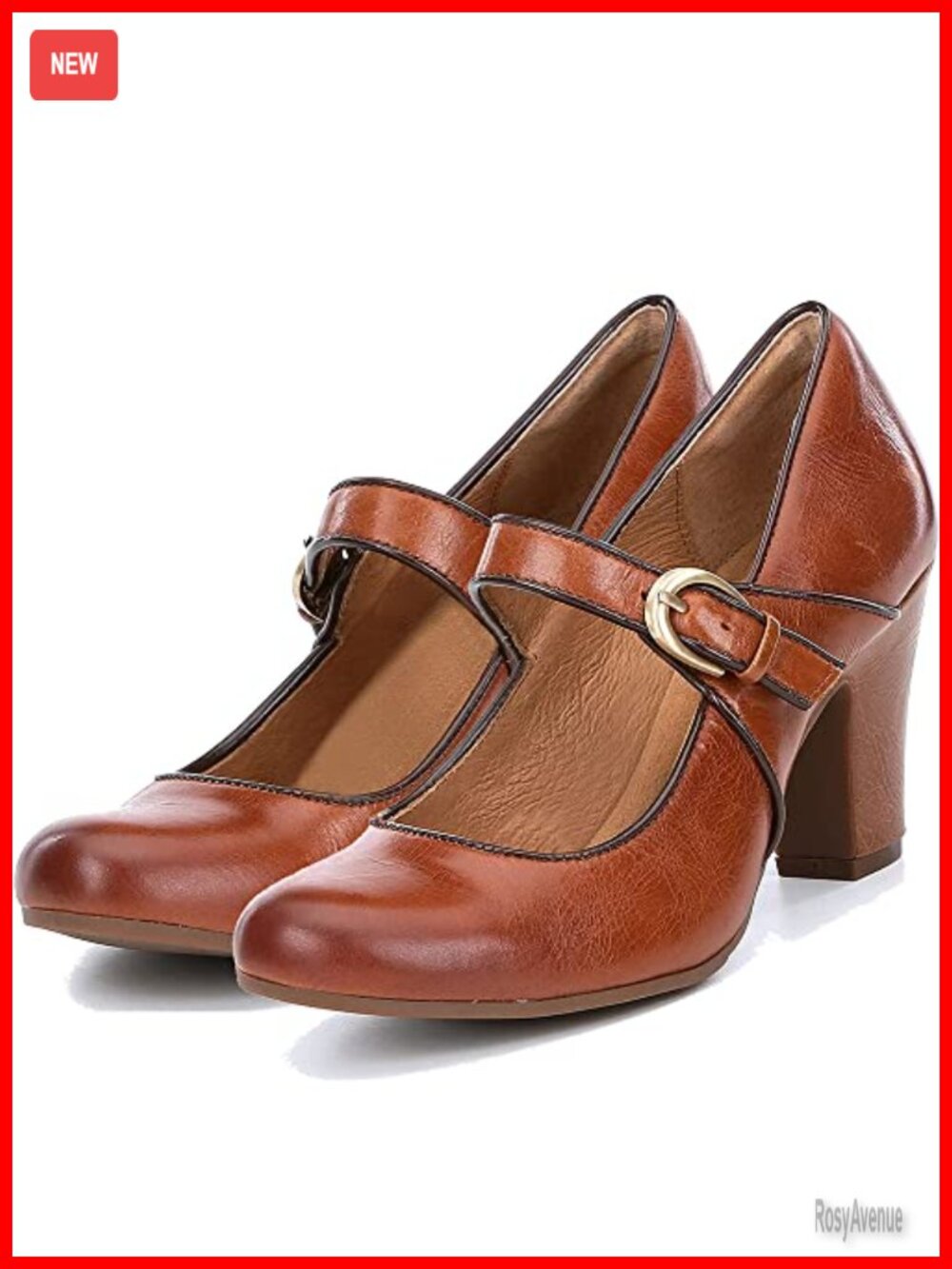 Women's Vintage Chunky Block Heel Mary Jane Pumps